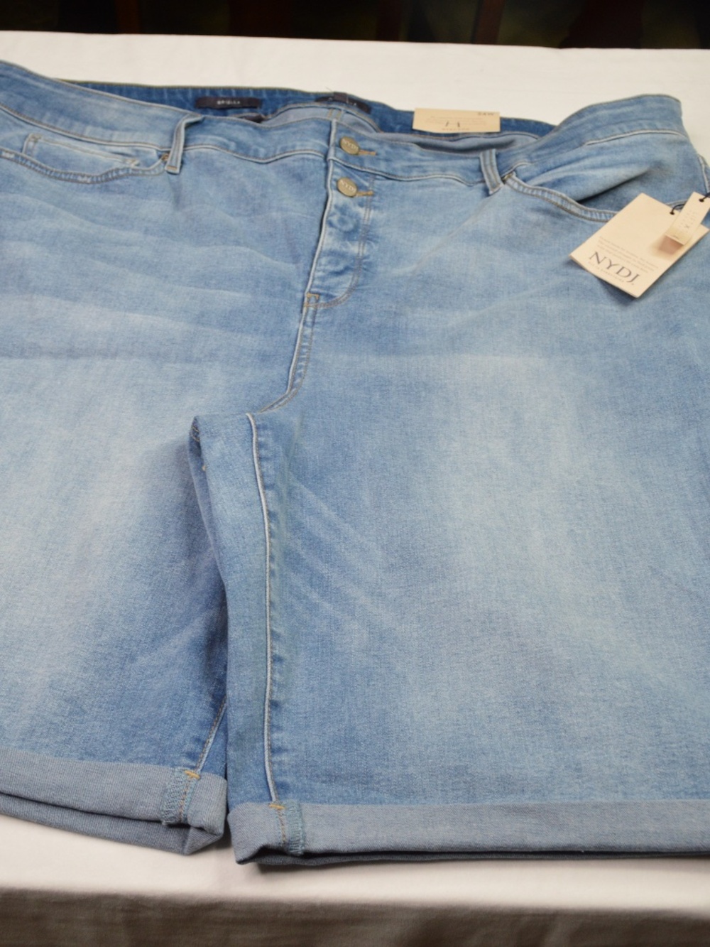 NYDJ Briella Shorts 24W Roll Cuff Denim Jean Plus Size Women NEW - Biscayne